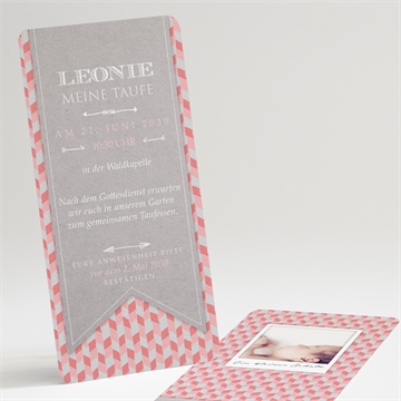 Einladung Taufe rosa mosaik
