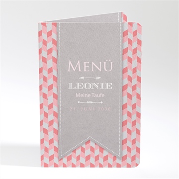 Menükarte Taufe rosa mosaik