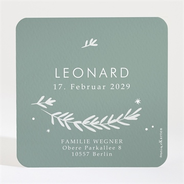 Geburtskarte silberne blätter - Vue 2