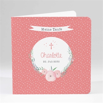 Einladung Taufe pünktchen mit blumen