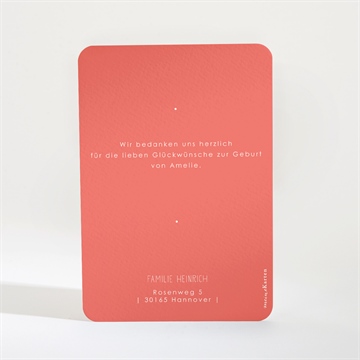 Dankeskarte Geburt koralle - Vue 2