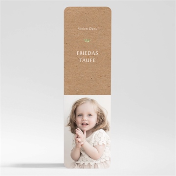 Dankeskarte Taufe kraftpapier und pflanzenmotiv
