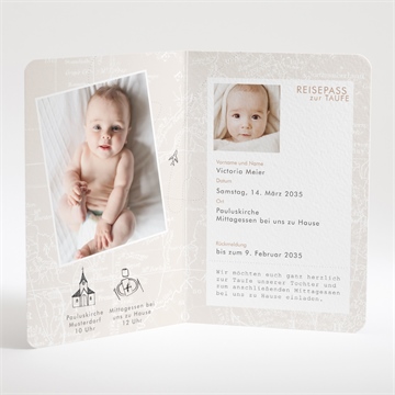 Einladung Taufe reisepass zur taufe - Vue 2