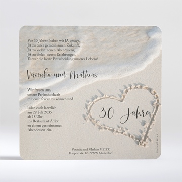 Einladung Hochzeitsjubiläum spuren im sand - vue 2