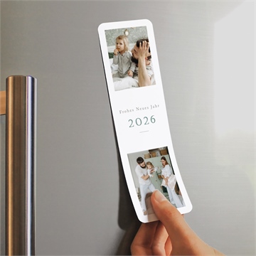 Weihnachtskarte goldener blätterrahmen-magnet - vue 2