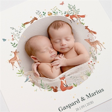 Geburtskarte kleine zwillinge - gold - vue 3