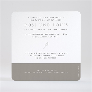 Einladung Taufe zwillinge - gold - vue 3