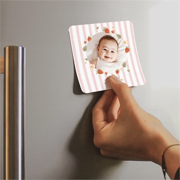 Dankeskarte Geburt fruchtige erdbeeren - magnet - vue 2