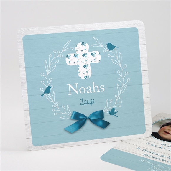 Einladung Taufe Blaue Schleife ref.N31197