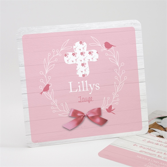 Einladung Taufe Rosa Schleife ref.N31198