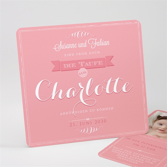 Einladung Taufe Rosa Kalligrafie ref.N311125
