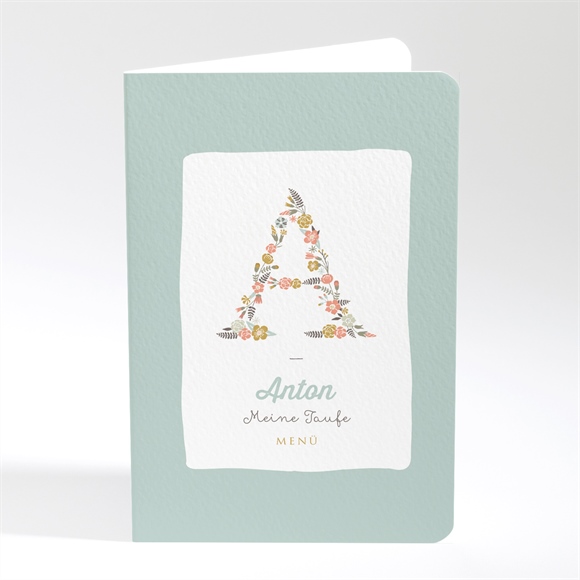 Menükarte Taufe Blumenalphabet Junge ref.N401798