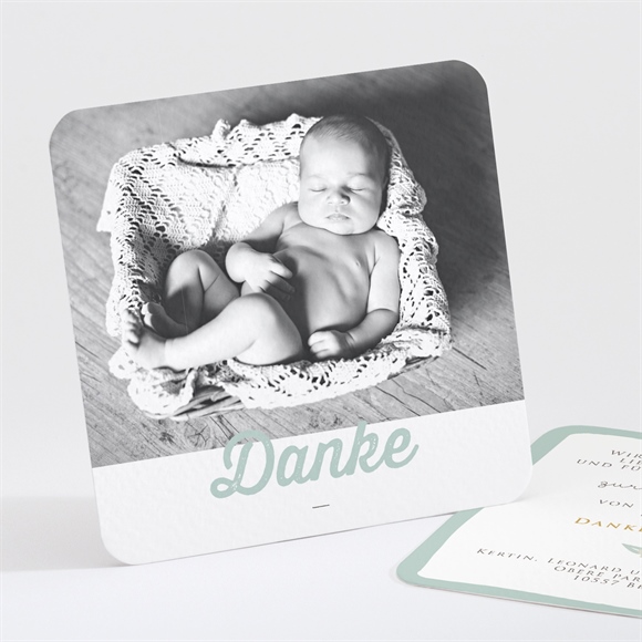 Dankeskarte Taufe Blumenalphabet Junge ref.N30136