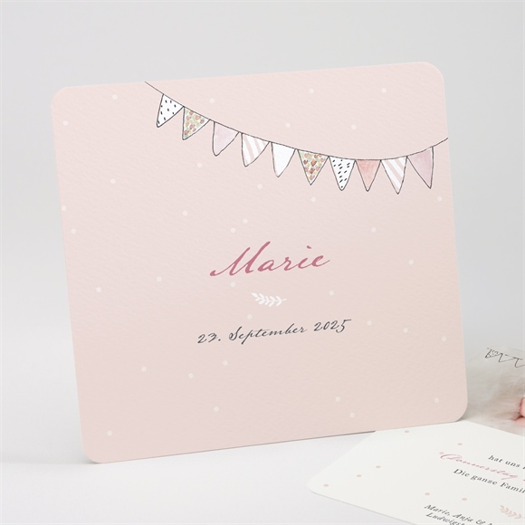 Geburtskarte Fahnengirlande Rosa ref.N311212