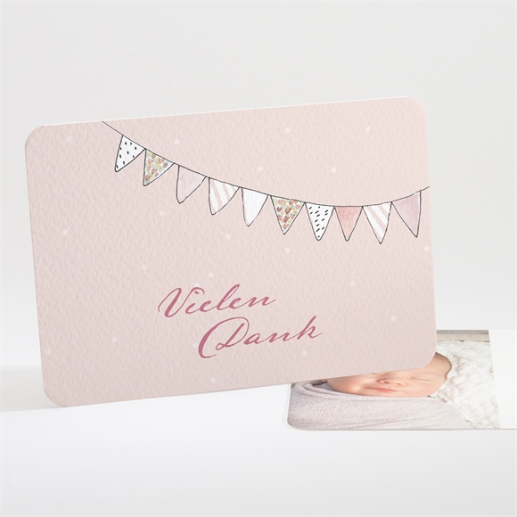 Dankeskarte Geburt Fahnengirlande Rosa ref.N111204