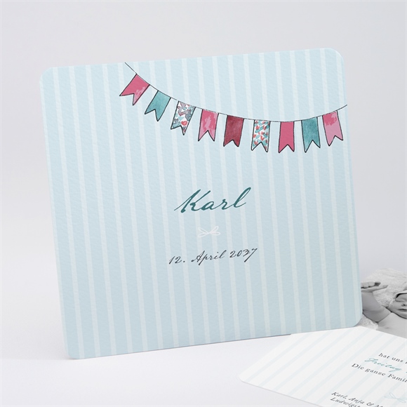 Geburtskarte Fahnengirlande Blau ref.N311213