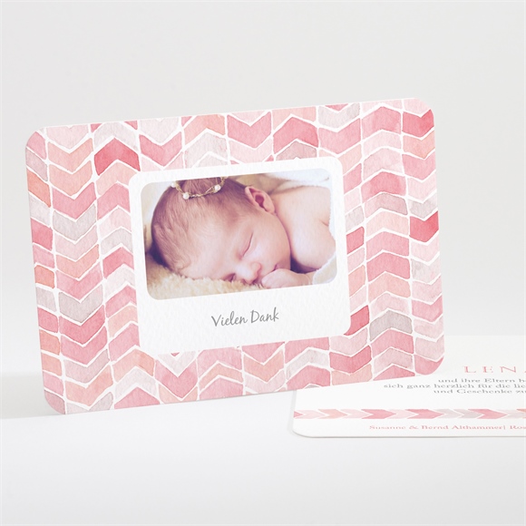 Dankeskarte Geburt Aquarellmuster Rosa ref.N111209