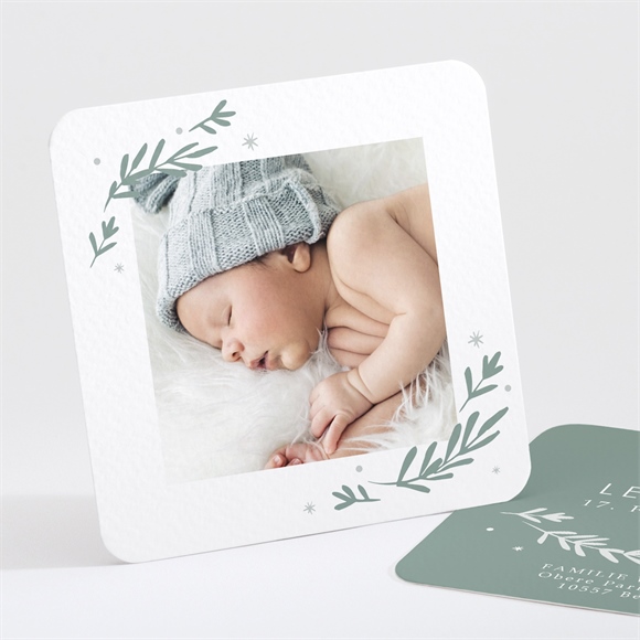 Geburtskarte Silberne Blätter ref.N30179