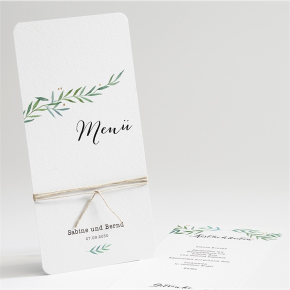 Menükarte Hochzeit zarte blätterranke