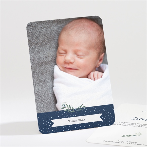 Dankeskarte Taufe Pünktchen blau ref.N211179