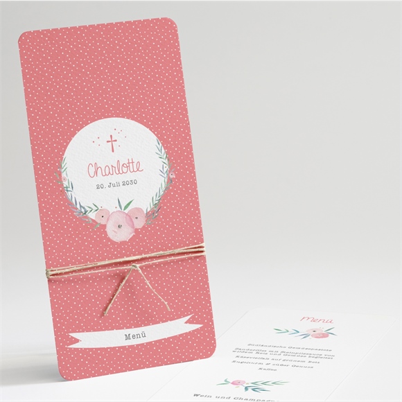 Menükarte Taufe Pünktchen rot ref.N22173