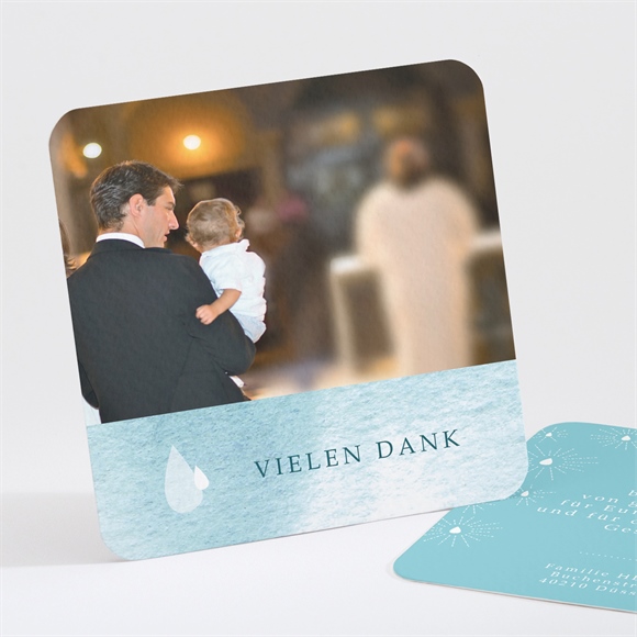 Dankeskarte Taufe Wassertropfen ref.N30183