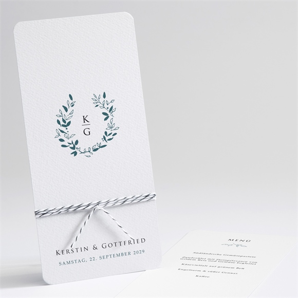 Menükarte Hochzeit Blätterkranz mit Farbenspiel ref.N22176