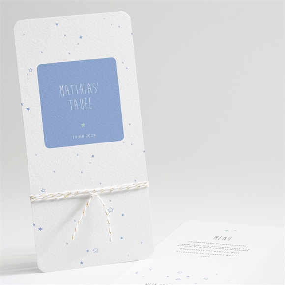Menükarte Taufe Unser Star blau ref.N22180