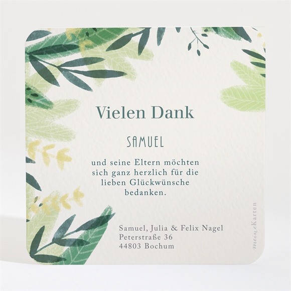 Dankeskarte Geburt Grüne Oase ref.N3001528