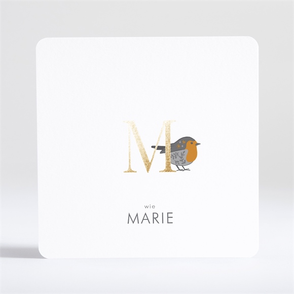 Geburtskarte Rotkehlchen mit Vergoldung ref.N35135