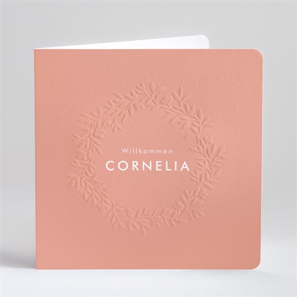 Geburtskarte Blumenkranz Prägung ref.N46124