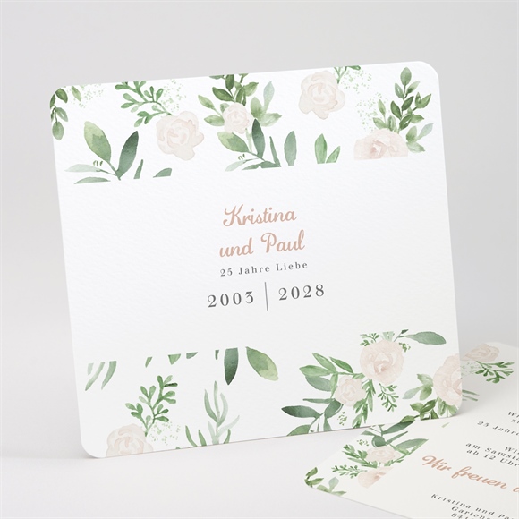 Einladung Hochzeitsjubiläum rosenblätter - 25 jahre