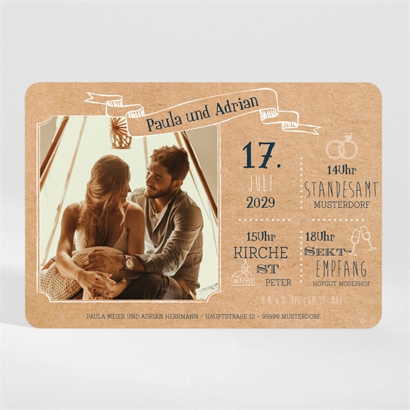 Hochzeitseinladung postkarte