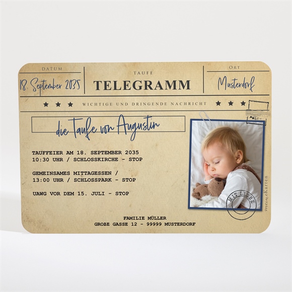 Einladung Taufe telegramm zur taufe