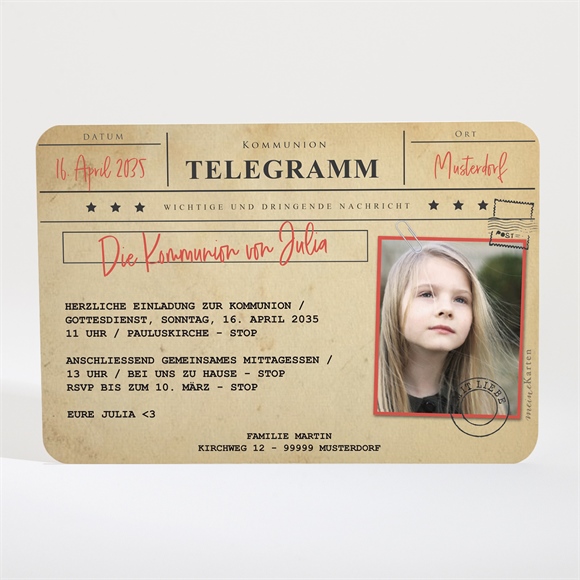 Einladung Kommunion Kommunionstelegramm ref.N110228