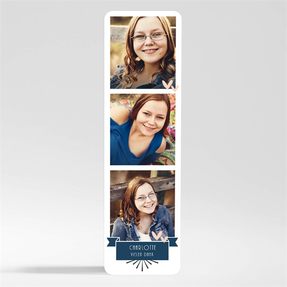 Danksagungskarte Jugendweihe Blaue Banderole - Magnet ref.N200563