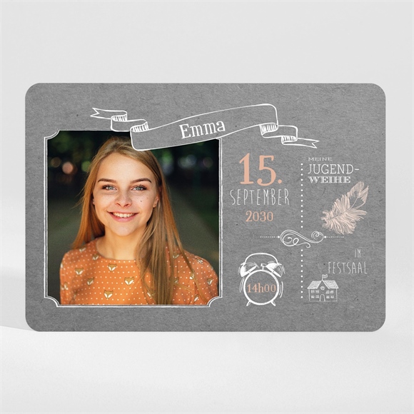 Einladungskarte Jugendweihe Schieferglück ref.N110277