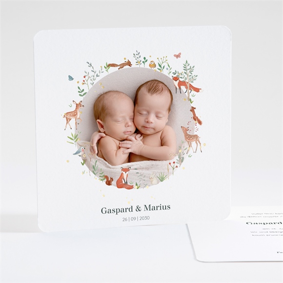 Geburtskarte Kleine Zwillinge - Gold ref.N351414