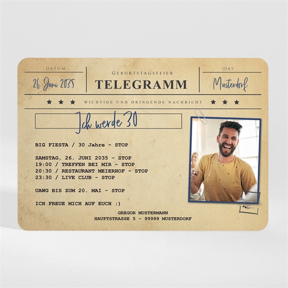 Geburtstagseinladung Geburtstagstelegramm - Magnet ref.N110223