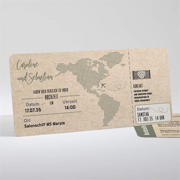 Hochzeitseinladung Flugticket Vintage ref.N131141