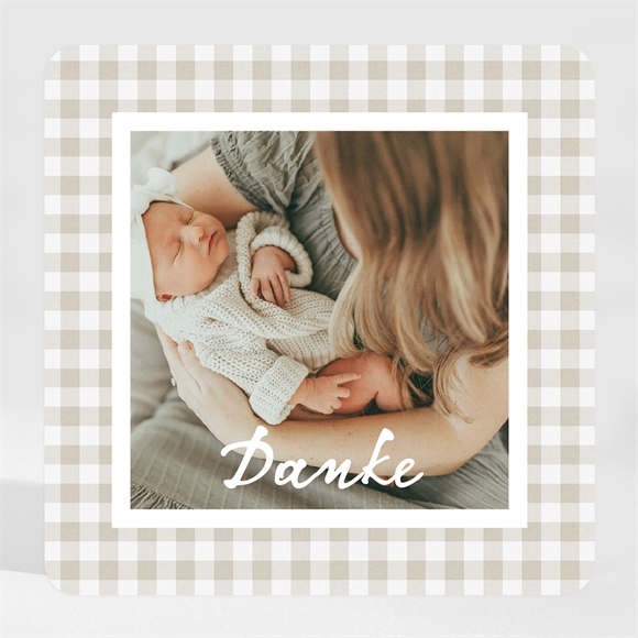 Dankeskarte Geburt Karomuster ref.N3002228