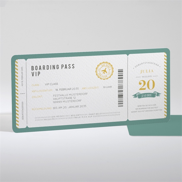 Geburtstagseinladung Boarding-Pass 20 Jahre ref.N131167