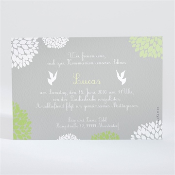 Einladung Kommunion blumen mit tauben - Vue 2