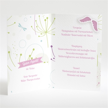 Menükarte Taufe pusteblume rosa - Vue 2