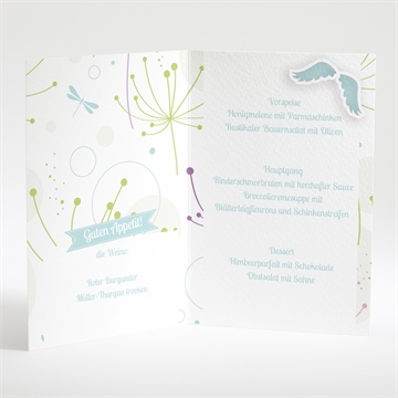 Menükarte Taufe pusteblume blau - Vue 2