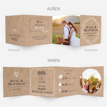 Hochzeitseinladung zurück zur natur - Sicht 4