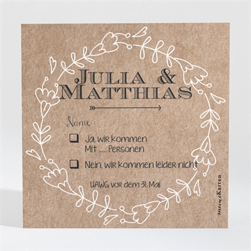 Antwortkarte Hochzeit zurück zur natur