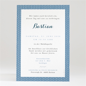 Einladung Taufe blaues muster - Vue 2