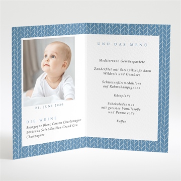 Menükarte Taufe blaues muster - Vue 2
