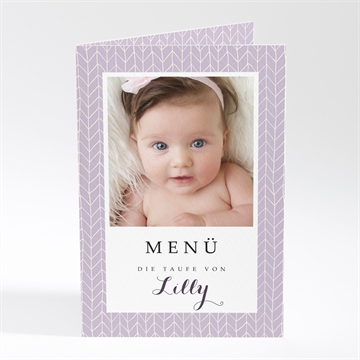 Menükarte Taufe rosa muster